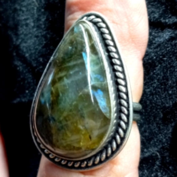 33 NWT Labradorite gemstone crystal 925 silver ring size 8 free shipping sale - Picture 4 of 4